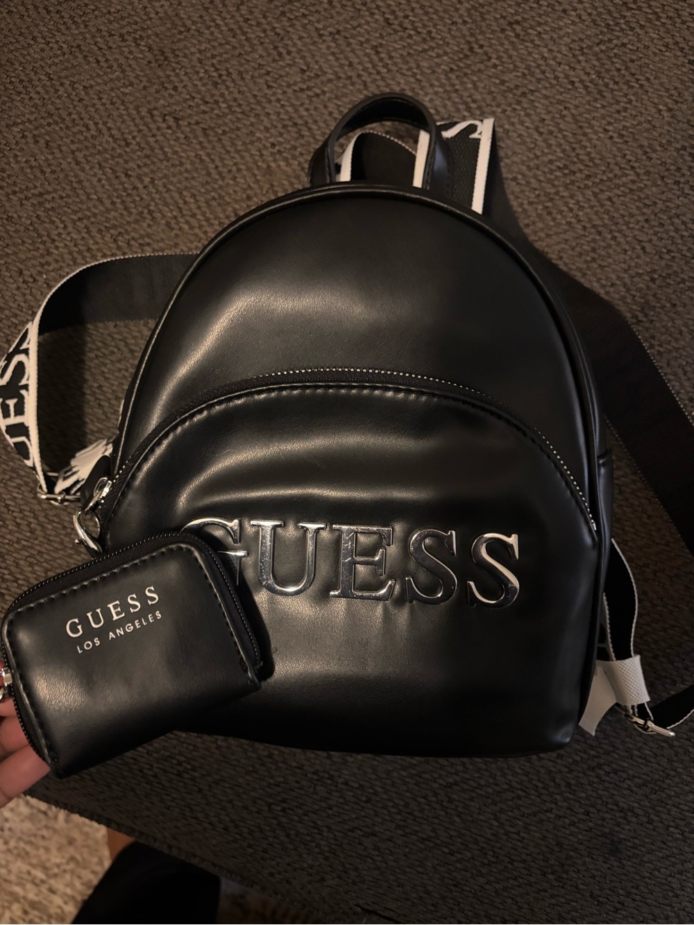 Guess Black Logo Mini Backpack with Coin Pouch